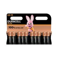 Duracell Plus AA Battery Alkaline 100% Extra Life (Pack of 10) 5015842