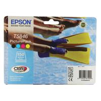 Epson T5846 Black /Cyan/Magenta/Yellow Inkjet Cartridges Pk4 + Photo Paper C13T58464010 / T5846