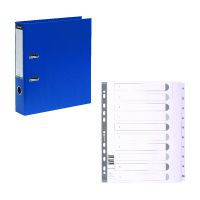 Guildhall Lever Arch File A4 80mm Blue (Pack of 10) FOC 1-10 Mylar Dividers GH811500