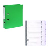 Guildhall Lever Arch File A4 80mm Green (Pack of 10) FOC 1-10 Mylar Dividers GH811502