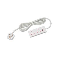 2-Way 13 Amp 5m Extension Lead White with Neon Light CEDTS2513M