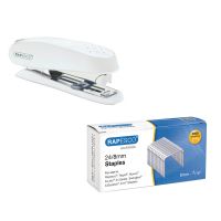 Rapesco ECO Spinna Stapler White FOC 24/8 staples Pack of 5000 8mm HT810928