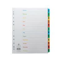 Concord Index Jan-Dec A4 Extra Wide Multicoloured Tabs 07901/CS79