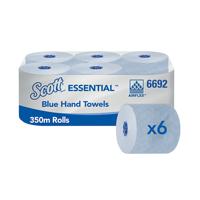 Scott Essential Rolled Paper Hand Towel 1 Ply 350m Blue (Pack of 6) 6692
