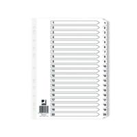 Q-Connect Index 1-20 Board Reinforced White (Pack of 10) KF01531Q