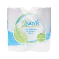 2Work Recycled 2-Ply Toilet Roll 200 Sheets (Pack of 36) KF03809