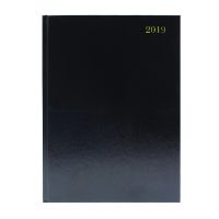 A4 2 Pages Per Day 2019 Black Desk Diary KF2A4BK19