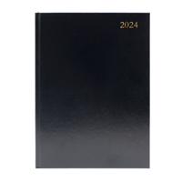 Desk Diary 2 Pages Per Day A4 Black 2024 KF2A4BK24