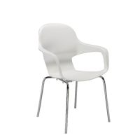 Arista Cafe Bistro Chair with Chrome Base White KF78673