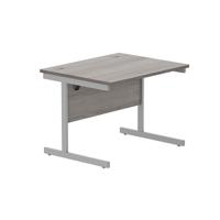 Astin Rectangular Single Upright Cantilever Desk 800x800x730mm Grey Oak/Silver KF800049