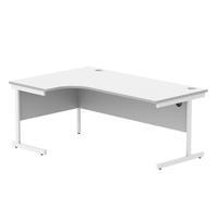 Astin Radial Left Hand Single Upright Desk 1800x1200x730mm White/White KF800055
