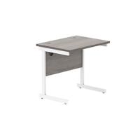 Astin Rectangular Single Upright Cantilever Desk 800x600x730mm Grey Oak/White KF800072