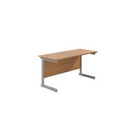 Jemini Single Rectangular Desk 1400x600x730mm Nova Oak/Silver KF800543