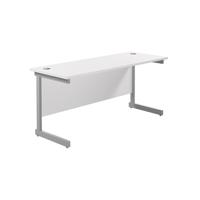 Jemini Single Rectangular Desk 1600x600x730mm White/Silver KF800676