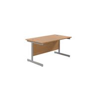 Jemini Single Rectangular Desk 1200x800x730mm Nova Oak/Silver KF801020