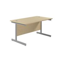 Jemini Single Rectangular Desk 1400x800x730mm Maple/Silver KF801167