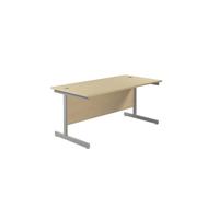 Jemini Single Rectangular Desk 1600x800x730mm Maple/Silver KF801285