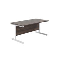 Jemini Single Rectangular Desk 1600x800x730mm Grey Oak/White KF801312
