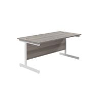 Jemini Single Rectangular Desk 1800x800x730mm Grey Oak/White KF801437