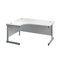 First Radial Left Hand Desk 1800x1200x730mm White/Silver KF803157