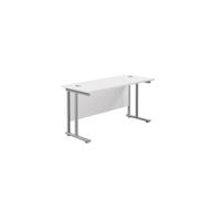 Jemini Rectangular Cantilever Desk 1200x600x730mm White/Silver KF806233