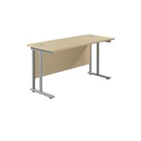 Jemini Rectangular Cantilever Desk 1200x600x730mm Maple/Silver KF806240