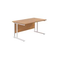 Jemini Rectangular Cantilever Desk 1400x800x730mm Nova Oak/White KF807001