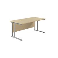 Jemini Rectangular Cantilever Desk 1600x800x730mm Maple/Silver KF807087
