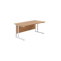 Jemini Rectangular Cantilever Desk 1600x800x730mm Nova Oak/White KF807124