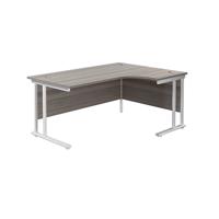 Jemini Radial Right Hand Cantilever Desk 1600x1200x730mm Grey Oak/White KF807711