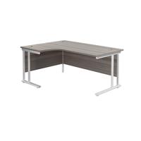 Jemini Radial Left Hand Cantilever Desk 1800x1200x730mm Grey Oak/White KF807896