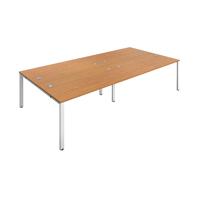 Jemini 4 Person Bench Desk 2400x1600x730mm Nova Oak/White KF808749