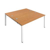 Jemini 2 Person Bench Desk 1400x1600x730mm Nova Oak/White KF809043