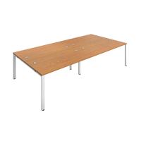 Jemini 4 Person Bench Desk 2800x1600x730mm Nova Oak/White KF809104