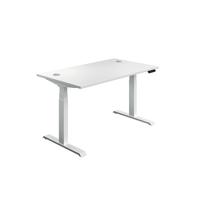Jemini Sit/Stand Desk with Cable Ports 1400x800x630-1290mm White/White KF809913