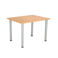 Jemini Rectangular Meeting Table 1200x800x730mm Beech/Silver KF816592