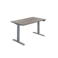 First Sit/Stand Desk 1600x800x630-1290mm Grey Oak/Silver KF820666