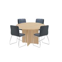 First Maple 1200mm Diameter Round Meeting Table with Dart Meeting Chairs