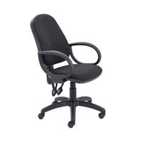 First High Back Operators Chair with Fixed Arms 640x640x985-1175mm Charcoal KF839242