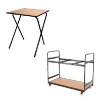 Jemini MDF Exam Desk (Pack of 40) and Trolley Bundle KF839286