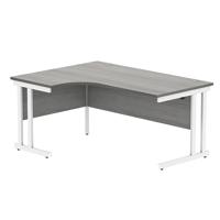 Polaris Right Hand Radial DU Cantilever Desk 1600x1200x730mm Alaskan Grey Oak/White KF882373