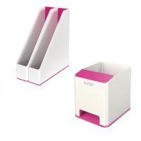 Leitz WOW Pink Magazine Files + FOC Pen Pot (2 Files + 1 Pen Pot) LZ810802