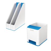 Leitz WOW Blue Magazine Files + FOC Pen Pot (2 Files + 1 Pen Pot) LZ810803