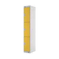 Three Compartment Locker 300x300x1800mm Yellow Door MC00018