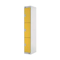 Three Compartment Locker 300x450x1800mm Yellow Door MC00054