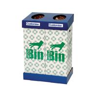Acorn Office Twin Recycling Bin Blue/Green (95 litres each bin) 802853