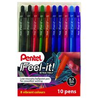 Pentel Feel-It Ballpoint Pen Fine Assorted Pack of 10 YBX417/10-M