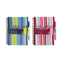 Pukka Pad Stripes Wirebound Hardback Project Notebook 250 Pages A5 Blue/Pink (Pack of 3) CBPROBA5