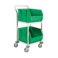 Green Mobile Storage Trolley c/w 2 Bins 321291