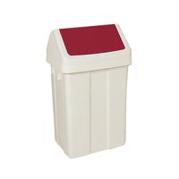 Plastic Swing Top Bin 50 Litre White With Red Lid 330352